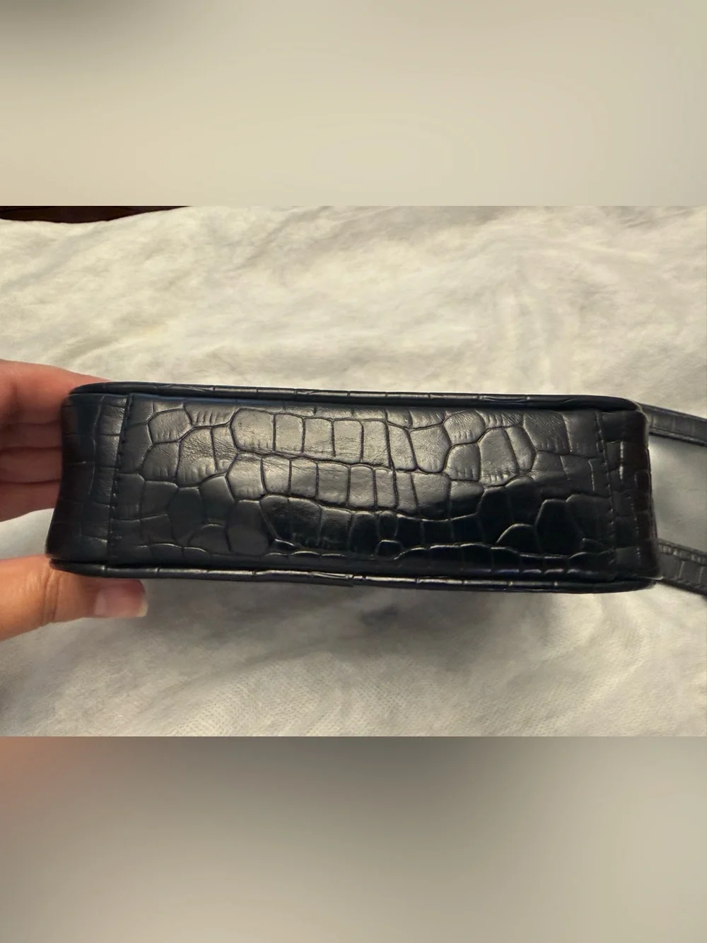 Vintage Etienne Aigner black croc-embossed leather pouch clutch & ID card holder